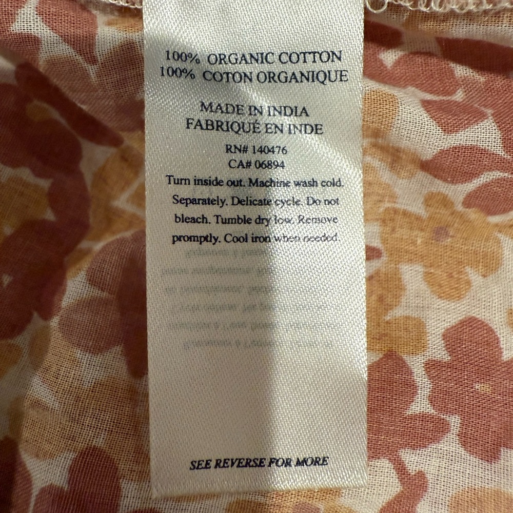 100% Organic Cotton Faherty Pink and Orange Floral Maxi Dress - Picture 6 of 6